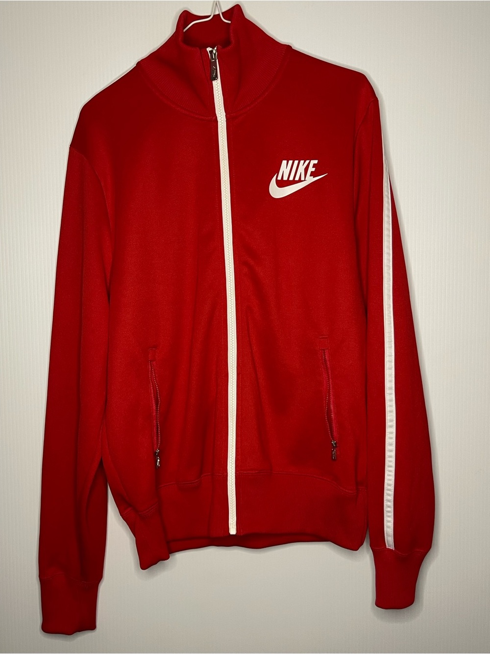 Nike Red Men's Track Jacket with White Trim